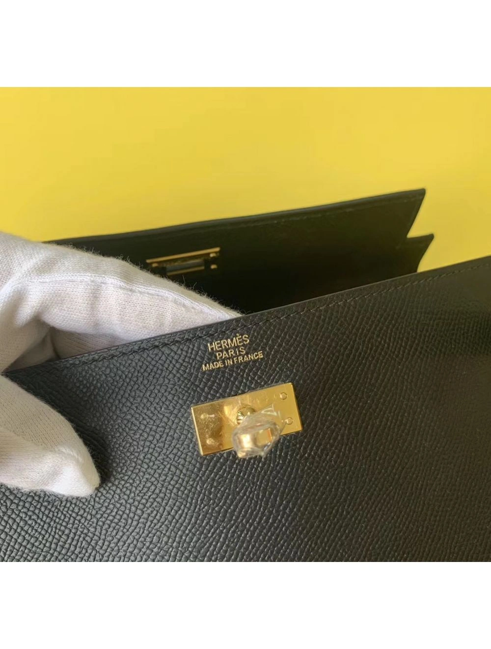 Hermes Kelly Classique To Go Wallet In Black Epsom Calfskin