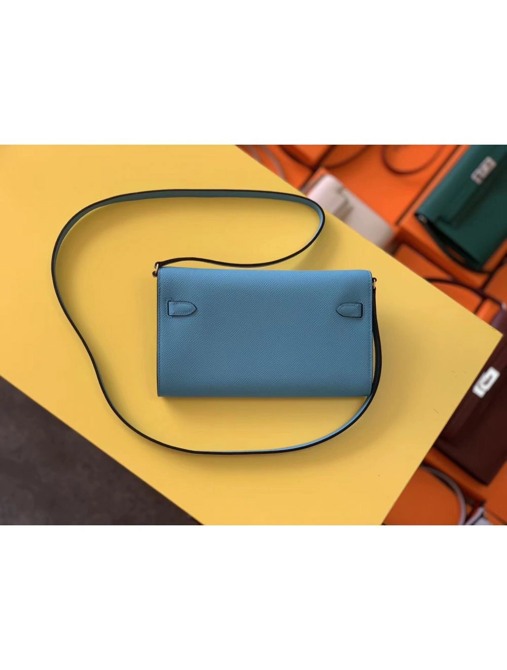 Hermes Kelly Classique To Go Wallet In Blue Du Nord Epsom Calfskin
