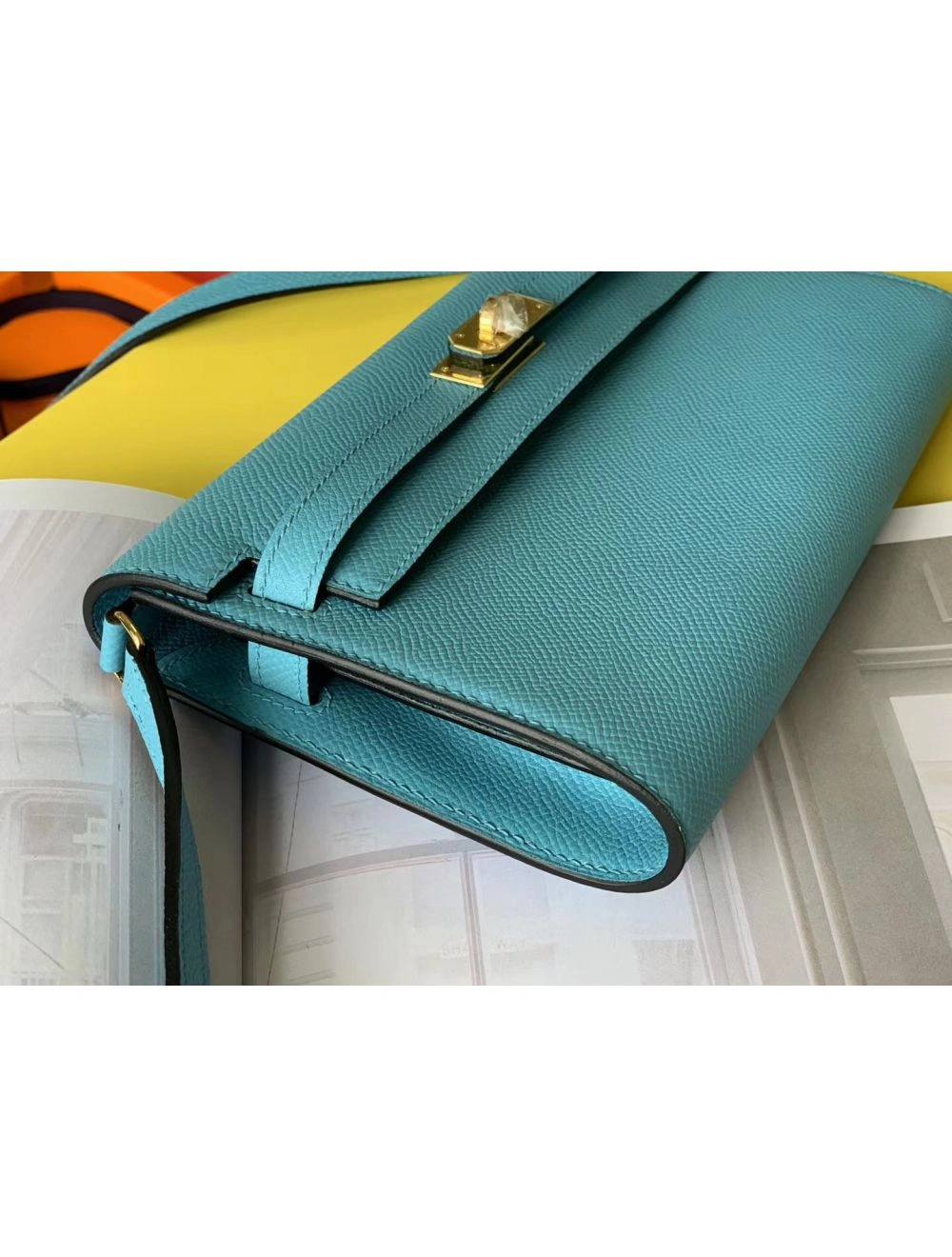 Hermes Kelly Classique To Go Wallet In Blue Du Nord Epsom Calfskin