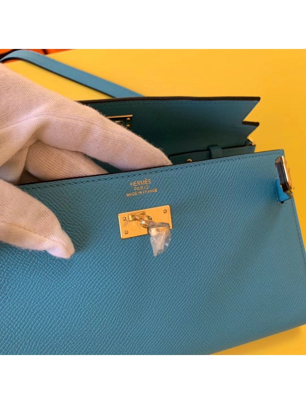 Hermes Kelly Classique To Go Wallet In Blue Du Nord Epsom Calfskin