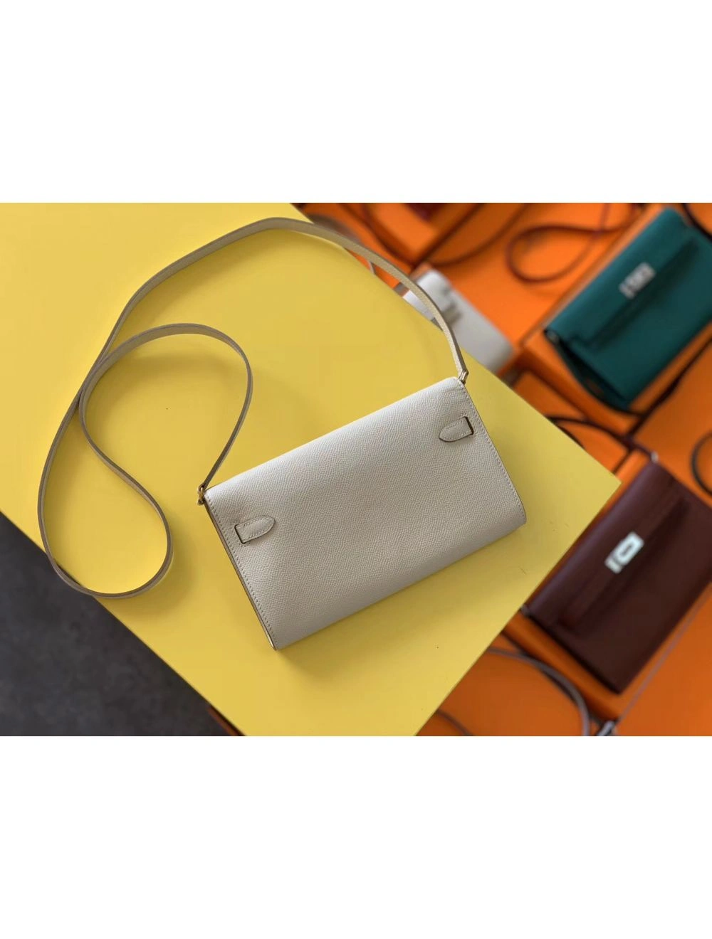 Hermes Kelly Classique To Go Wallet In Blue Zephyr Epsom Calfskin