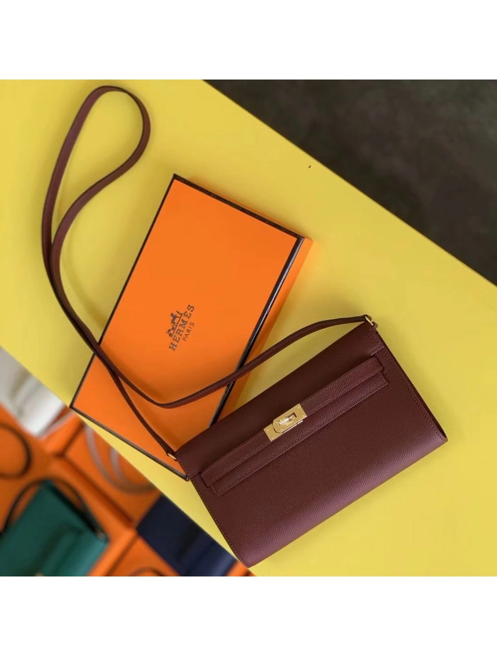 Hermes Kelly Classique To Go Wallet In Bordeaux Epsom Calfskin