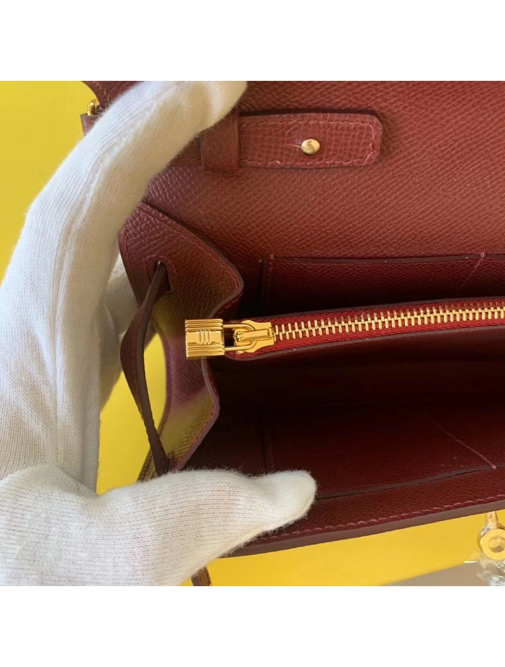 Hermes Kelly Classique To Go Wallet In Bordeaux Epsom Calfskin
