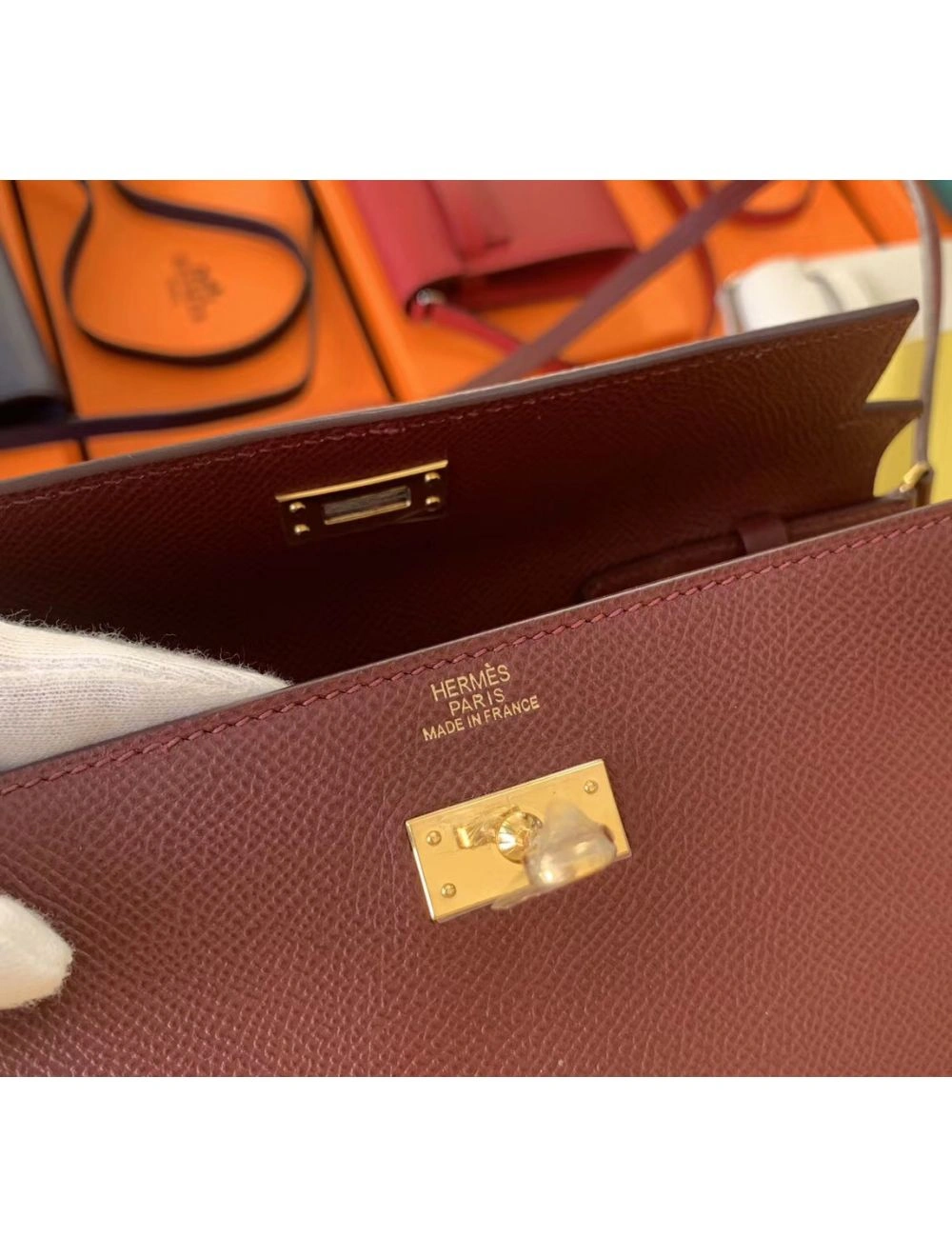 Hermes Kelly Classique To Go Wallet In Bordeaux Epsom Calfskin