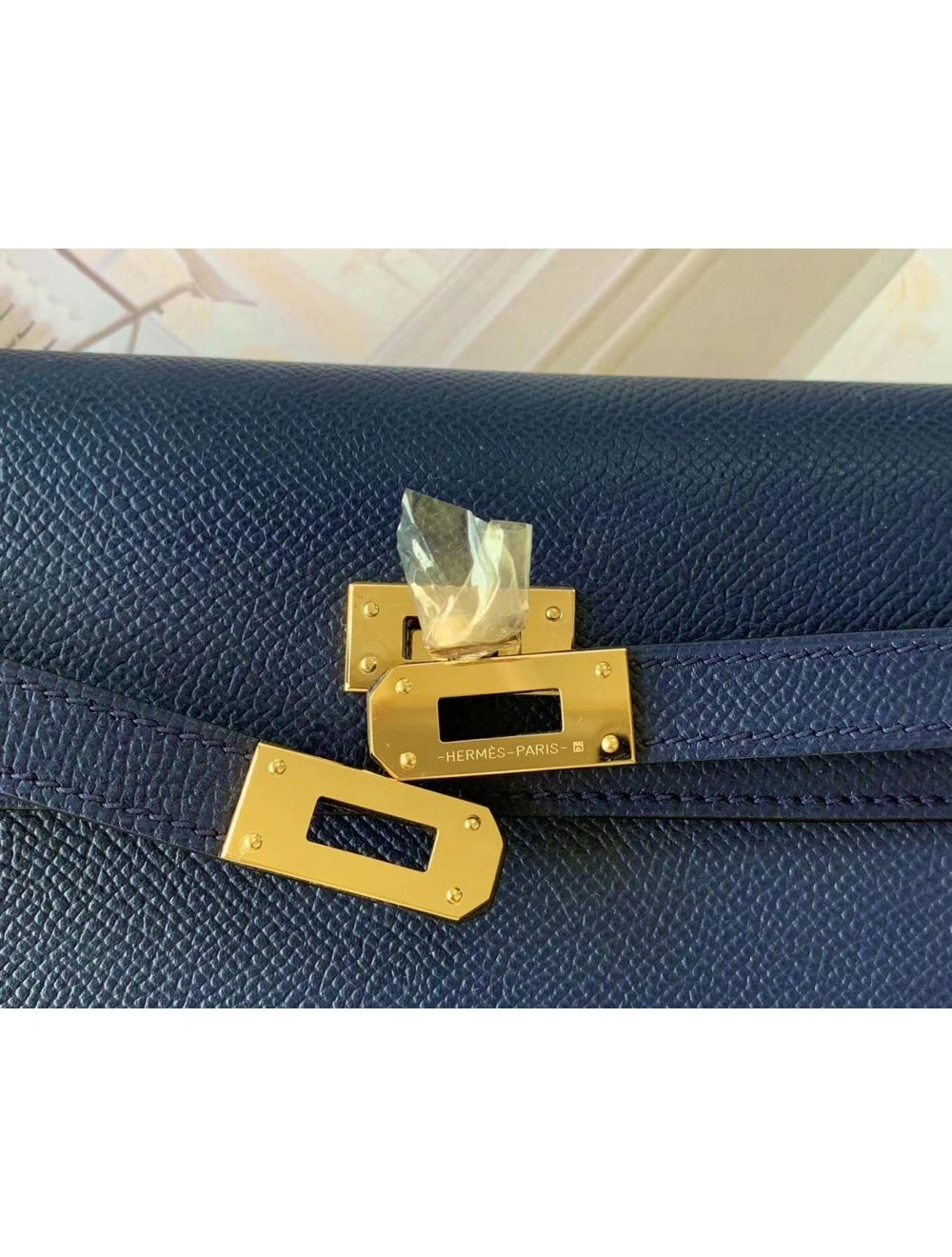 Hermes Kelly Classique To Go Wallet In Dark Blue Epsom Calfskin