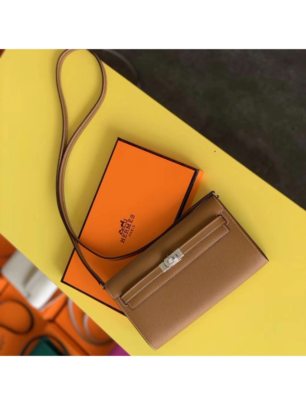 Hermes Kelly Classique To Go Wallet In Gold Epsom Calfskin