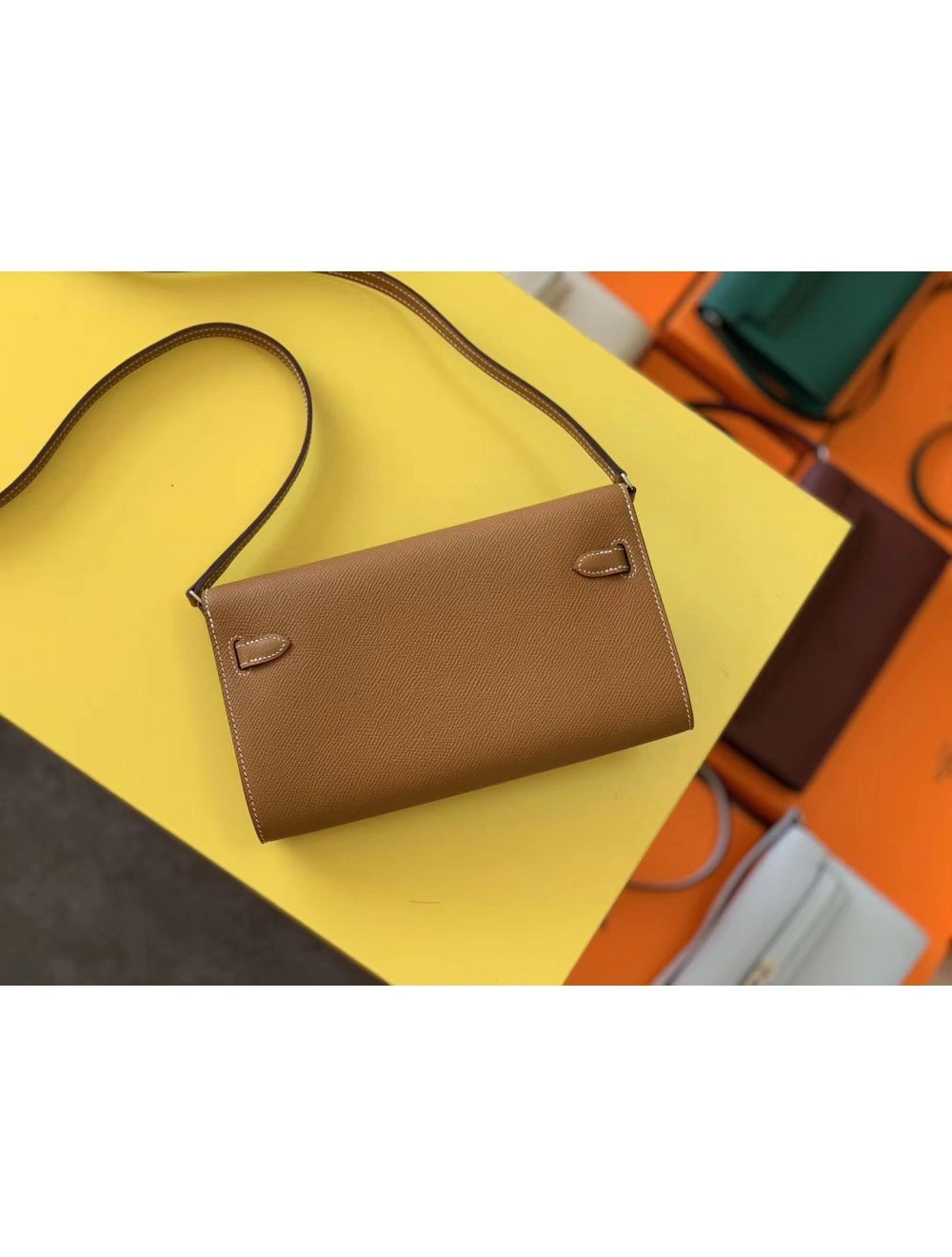 Hermes Kelly Classique To Go Wallet In Gold Epsom Calfskin