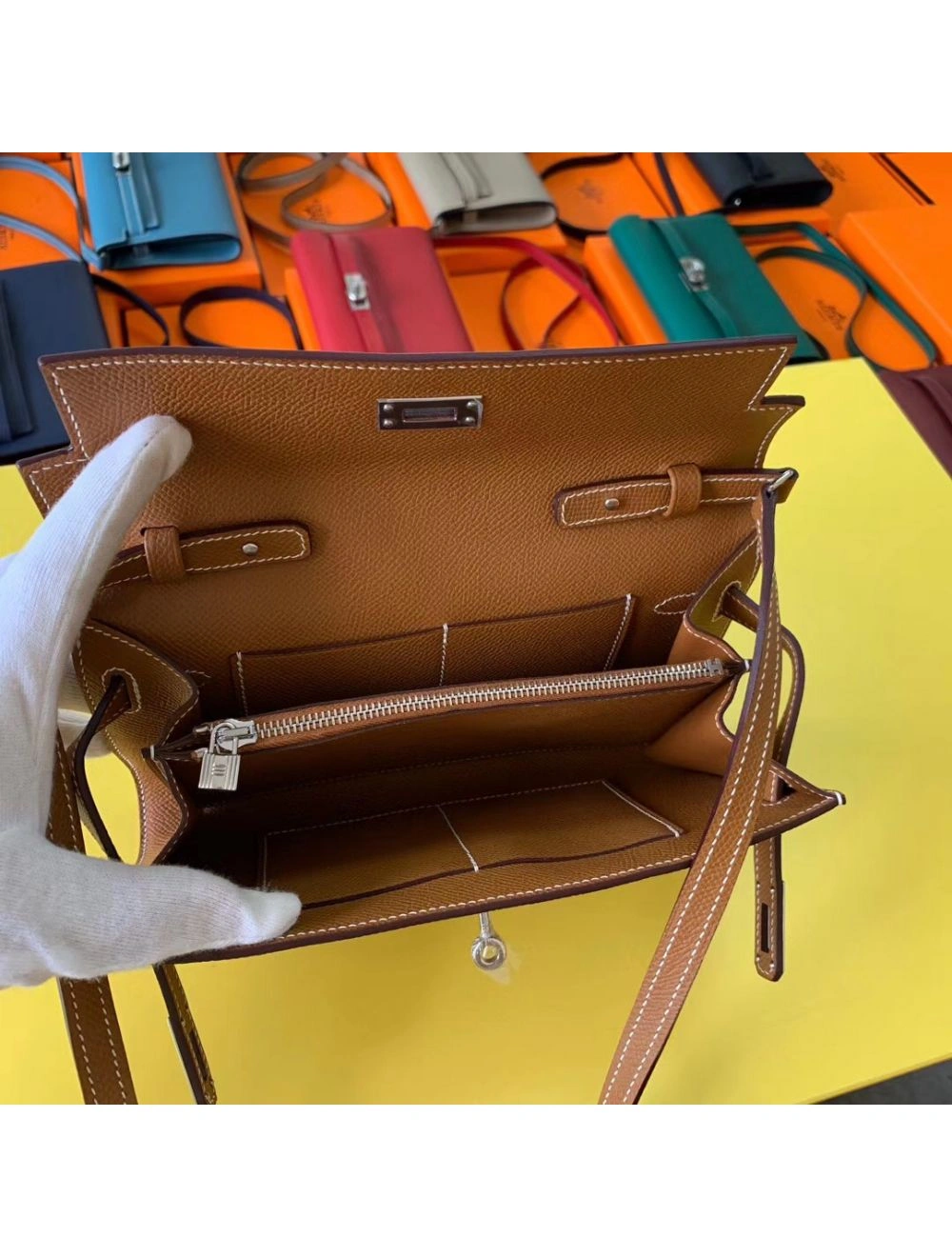 Hermes Kelly Classique To Go Wallet In Gold Epsom Calfskin