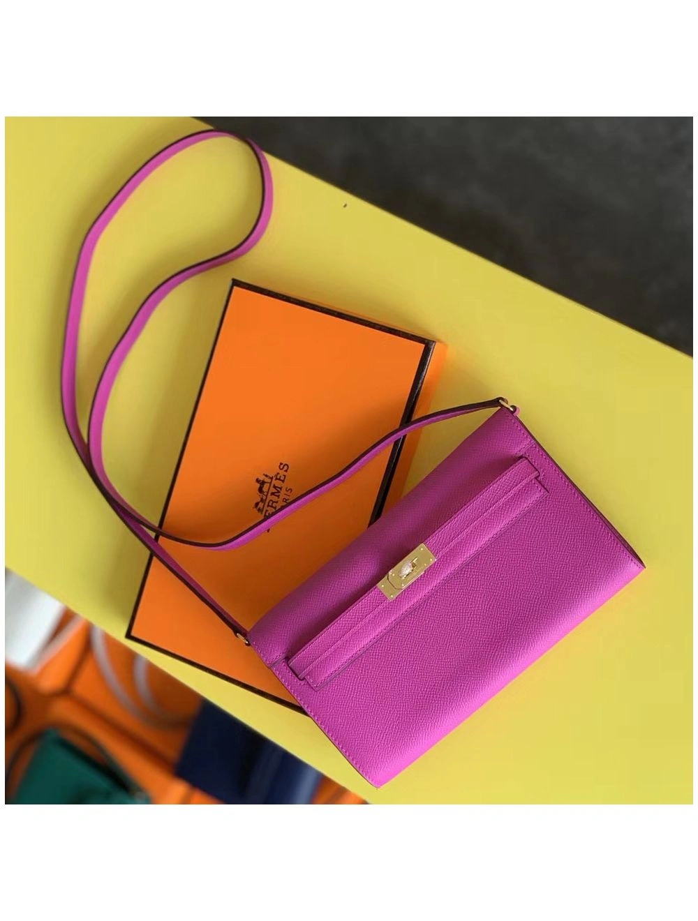 Hermes Kelly Classique To Go Wallet In Magnolia Epsom Calfskin