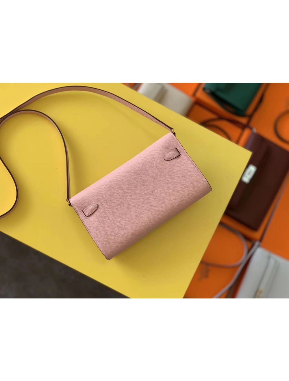 Hermes Kelly Classique To Go Wallet In Pink Epsom Calfskin