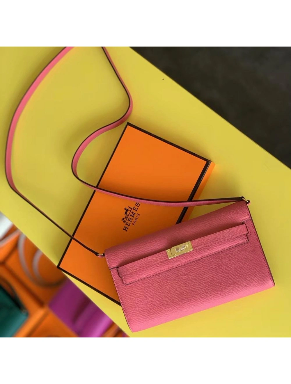 Hermes Kelly Classique To Go Wallet In Rose Lipstick Epsom Calfskin