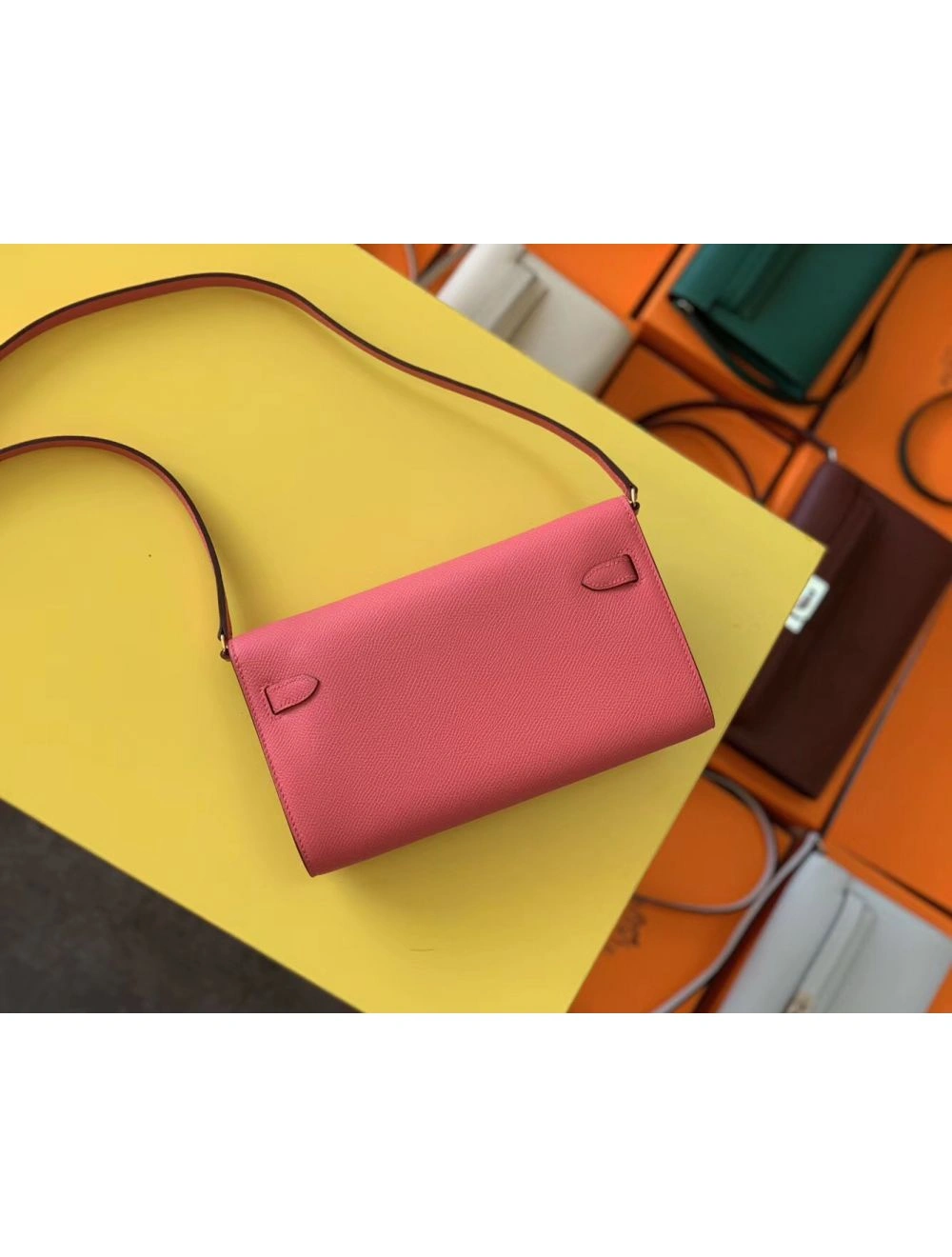 Hermes Kelly Classique To Go Wallet In Rose Lipstick Epsom Calfskin