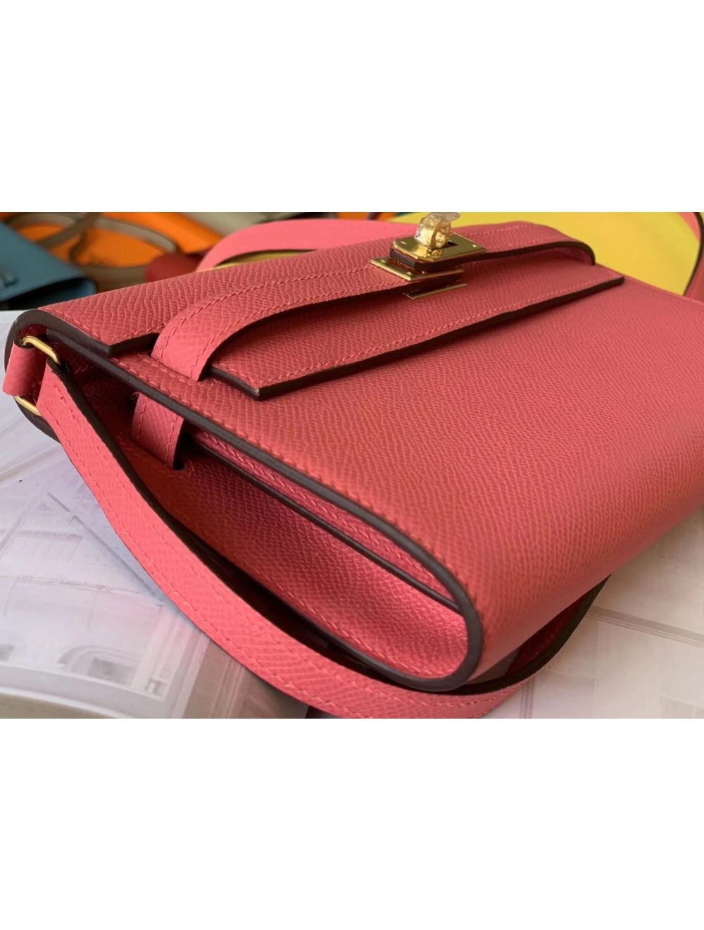 Hermes Kelly Classique To Go Wallet In Rose Lipstick Epsom Calfskin