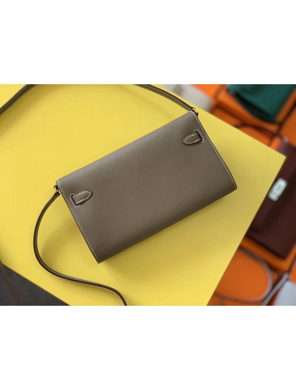 Hermes Kelly Classique To Go Wallet In Taupe Epsom Calfskin