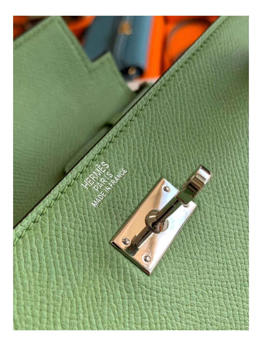 Hermes Kelly Classique To Go Wallet In Vert Criquet Epsom Calfskin