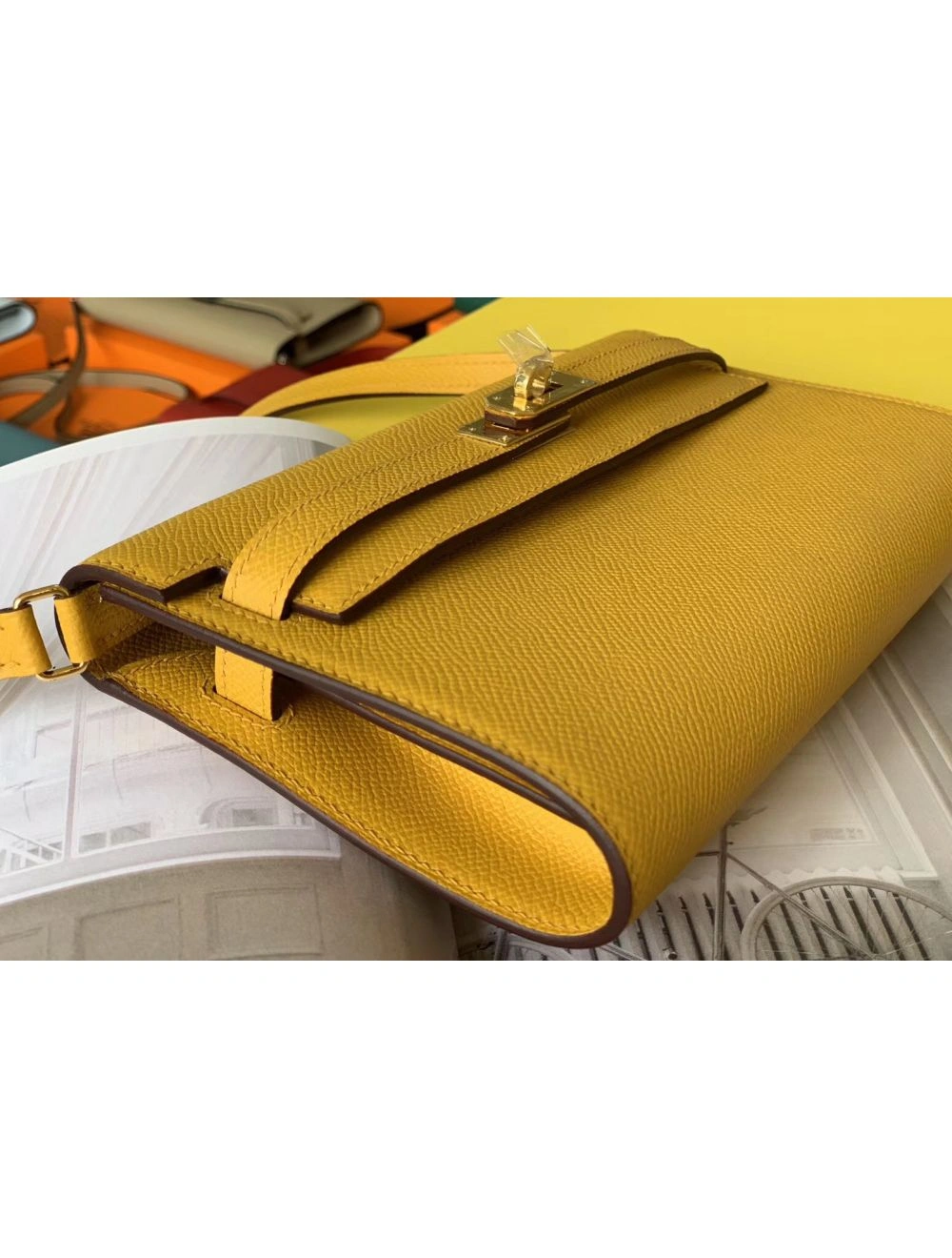 Hermes Kelly Classique To Go Wallet In Yellow Epsom Calfskin