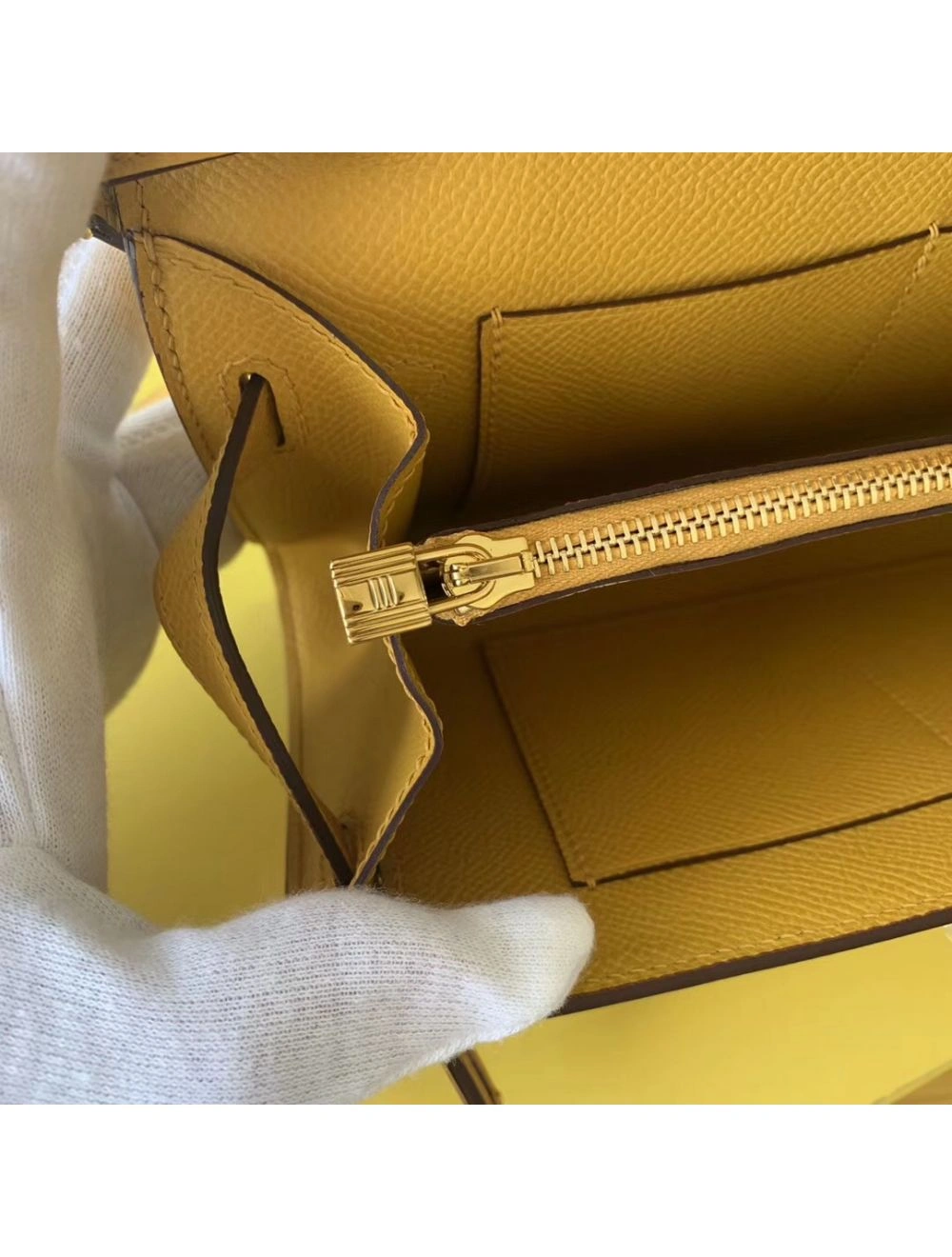 Hermes Kelly Classique To Go Wallet In Yellow Epsom Calfskin