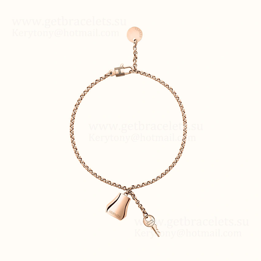 Hermes Kelly Clochette Bracelet Rose Gold 17cm Fashion Jewellery