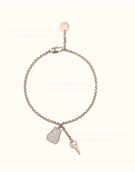 Hermes Kelly Clochette Bracelet Rose Gold With Diamonds 17cm UK Sale Online Store