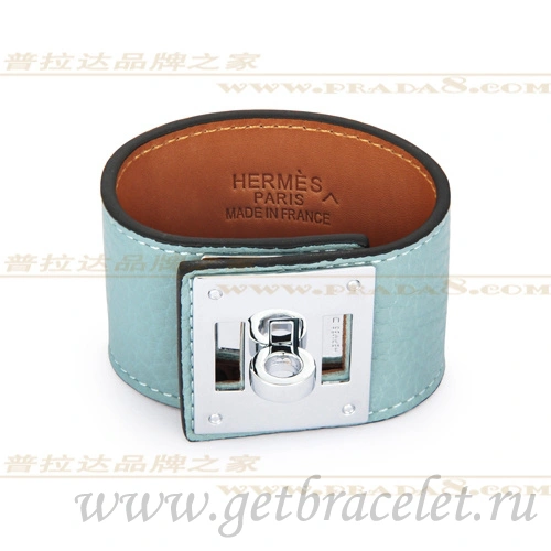 Hermes Kelly Dog Bracelet Blue With Silver