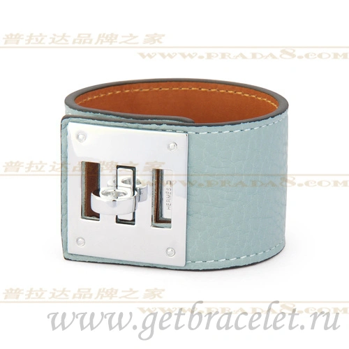 Hermes Kelly Dog Bracelet Blue With Silver