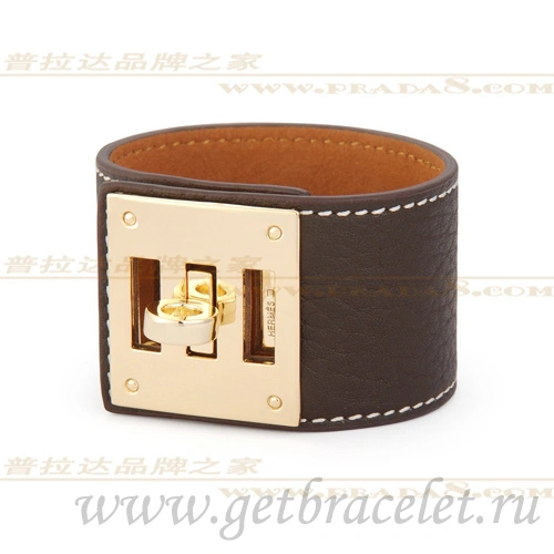Hermes Kelly Dog Bracelet Brown With Gold