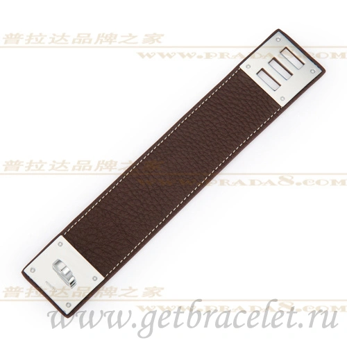 Hermes Kelly Dog Bracelet Brown With Silver