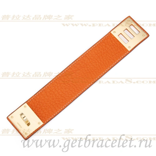 Hermes Kelly Dog Bracelet Orange With Gold