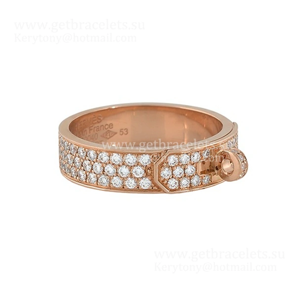 Hermes Kelly Lock Ring With Pave Diamonds Rose Gold White Gold Paris Week Unique Women Jewelry
