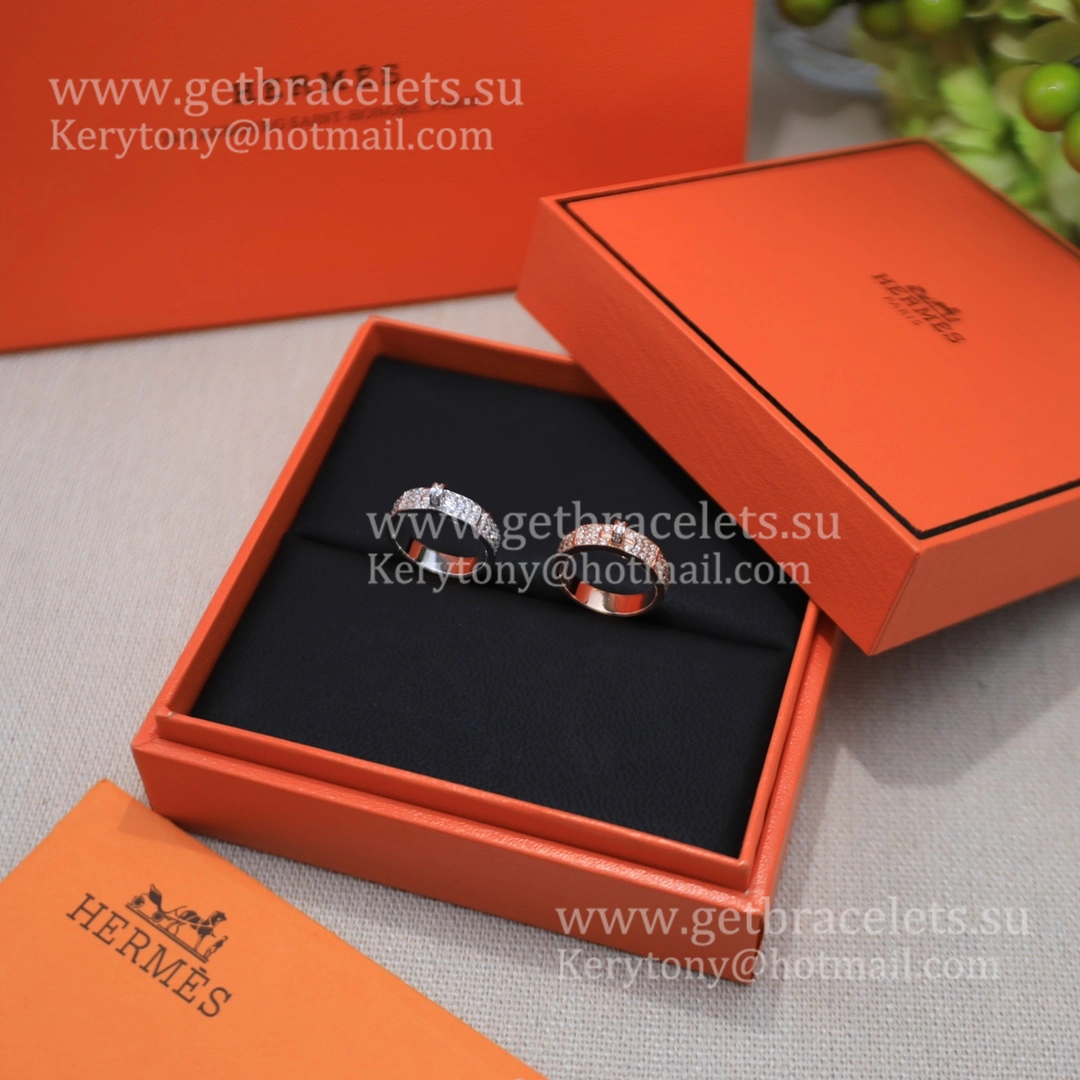 Hermes Kelly Lock Ring With Pave Diamonds Rose Gold White Gold Paris Week Unique Women Jewelry