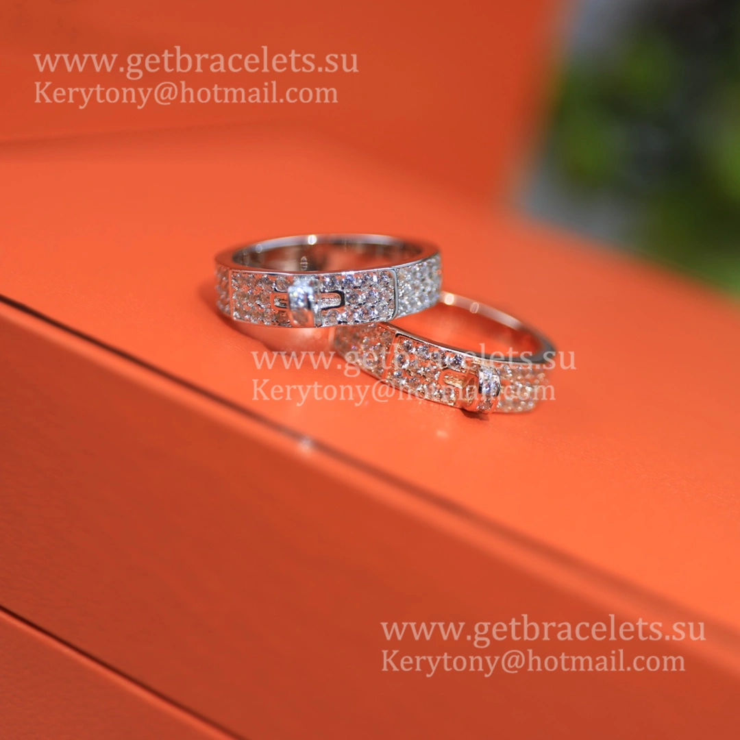 Hermes Kelly Lock Ring With Pave Diamonds Rose Gold White Gold Paris Week Unique Women Jewelry