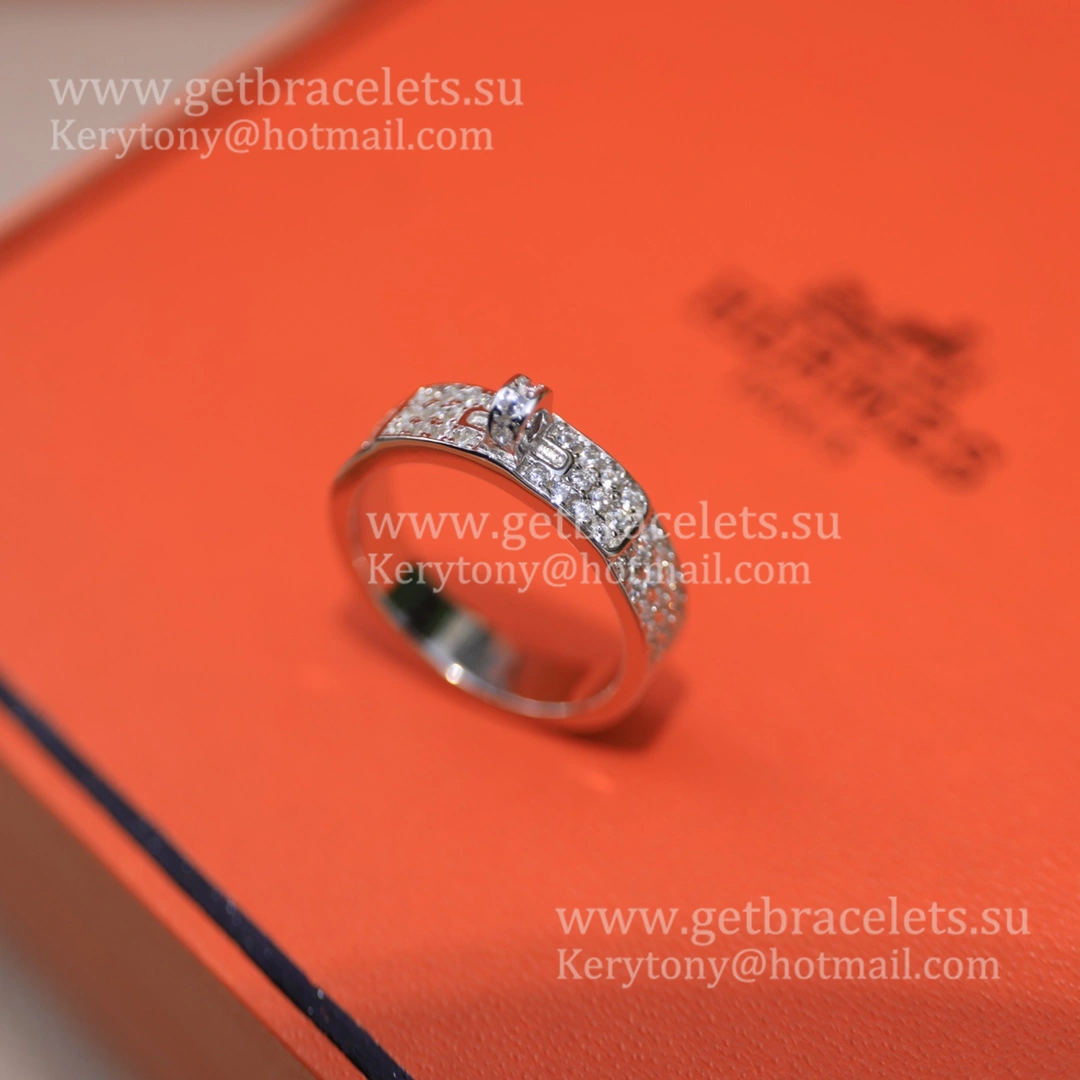 Hermes Kelly Lock Ring With Pave Diamonds Rose Gold White Gold Paris Week Unique Women Jewelry