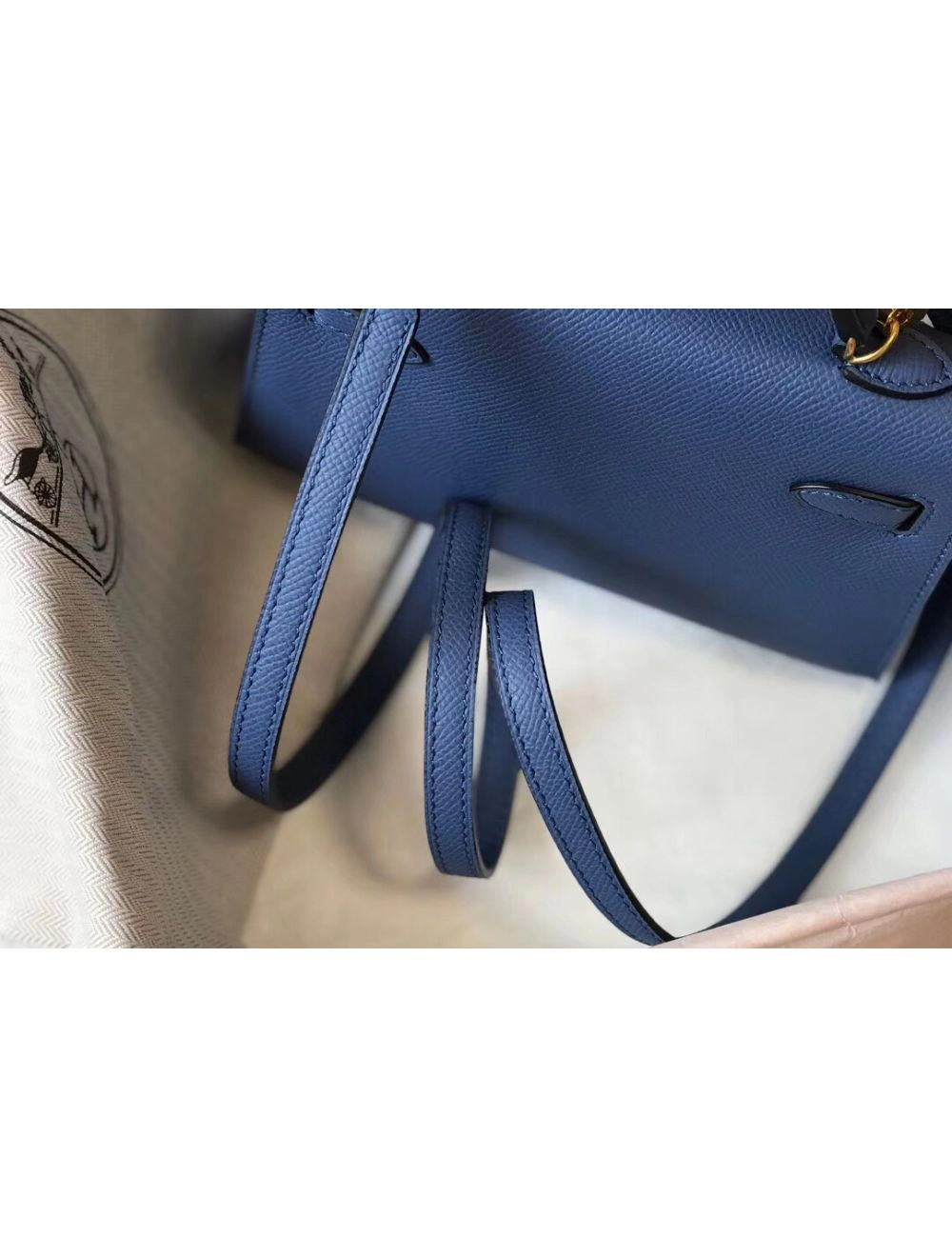 Hermes Kelly Mini II Bag In Blue Agate Epsom Leather GHW