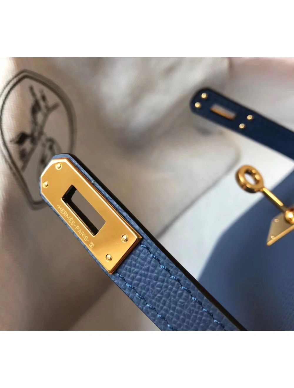 Hermes Kelly Mini II Bag In Blue Agate Epsom Leather GHW