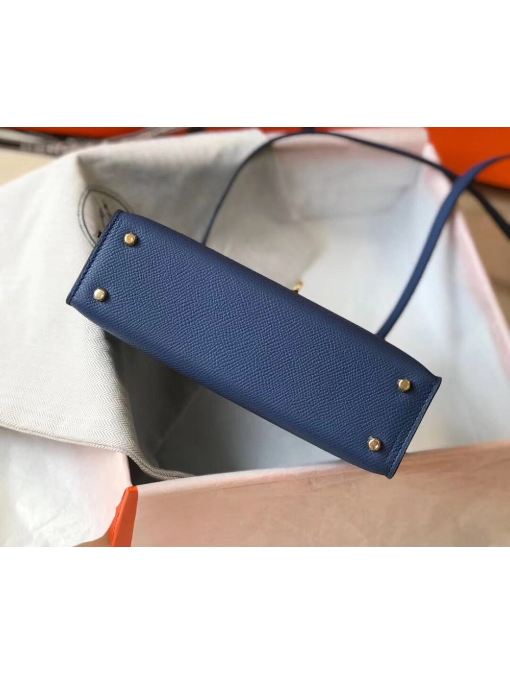 Hermes Kelly Mini II Bag In Blue Agate Epsom Leather GHW