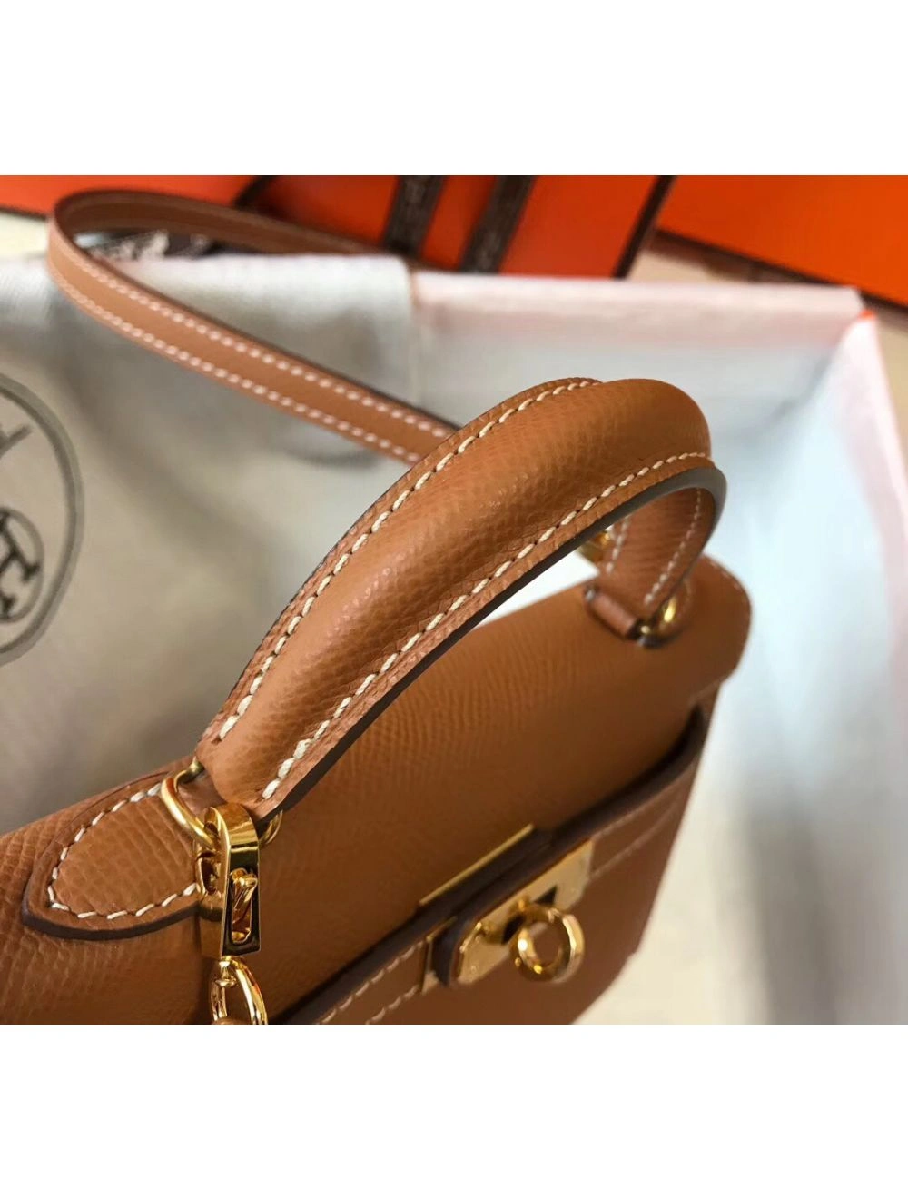 Hermes Kelly Mini II Bag In Gold Epsom Leather GHW