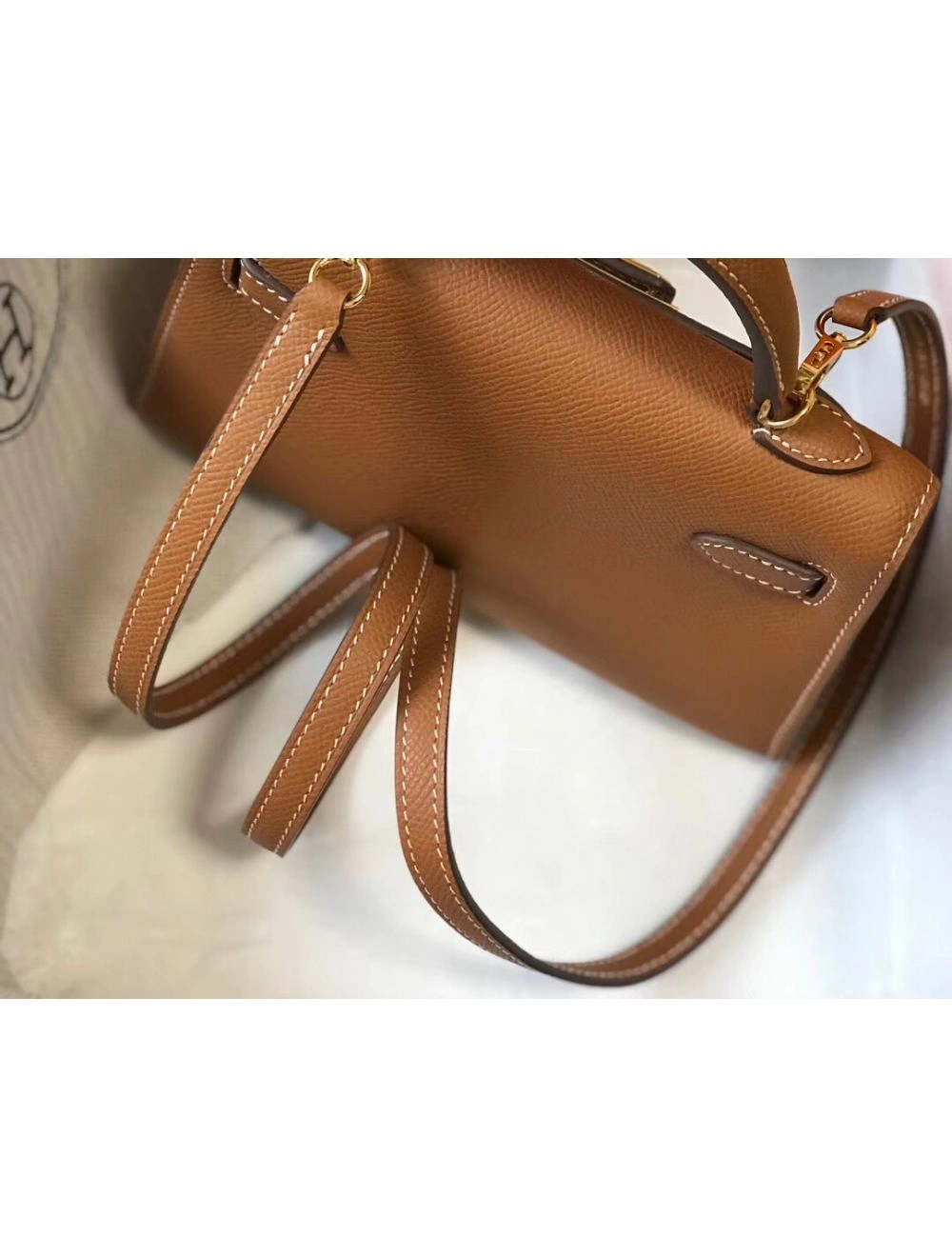 Hermes Kelly Mini II Bag In Gold Epsom Leather GHW