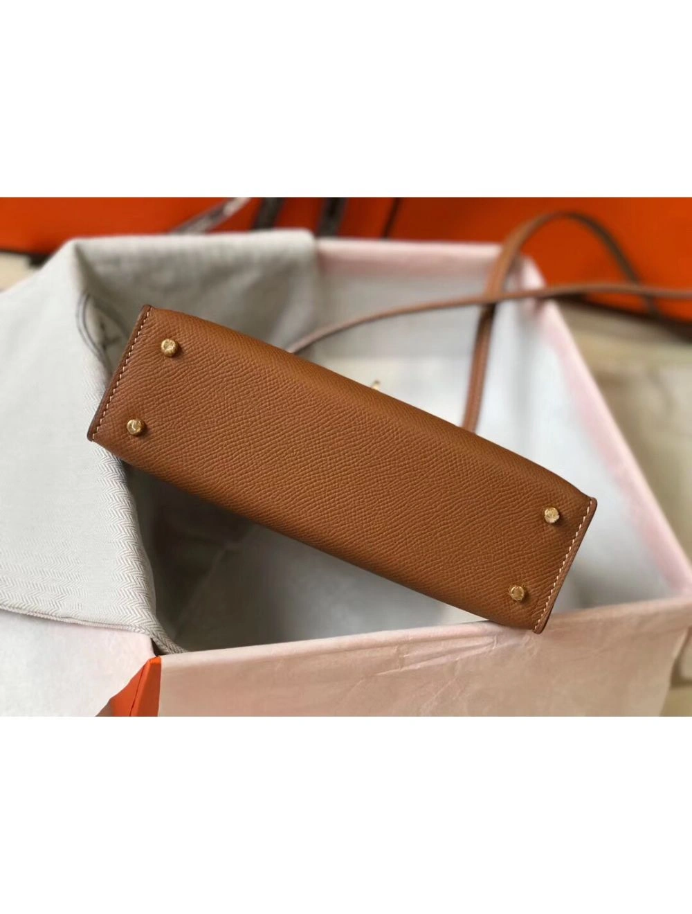 Hermes Kelly Mini II Bag In Gold Epsom Leather GHW