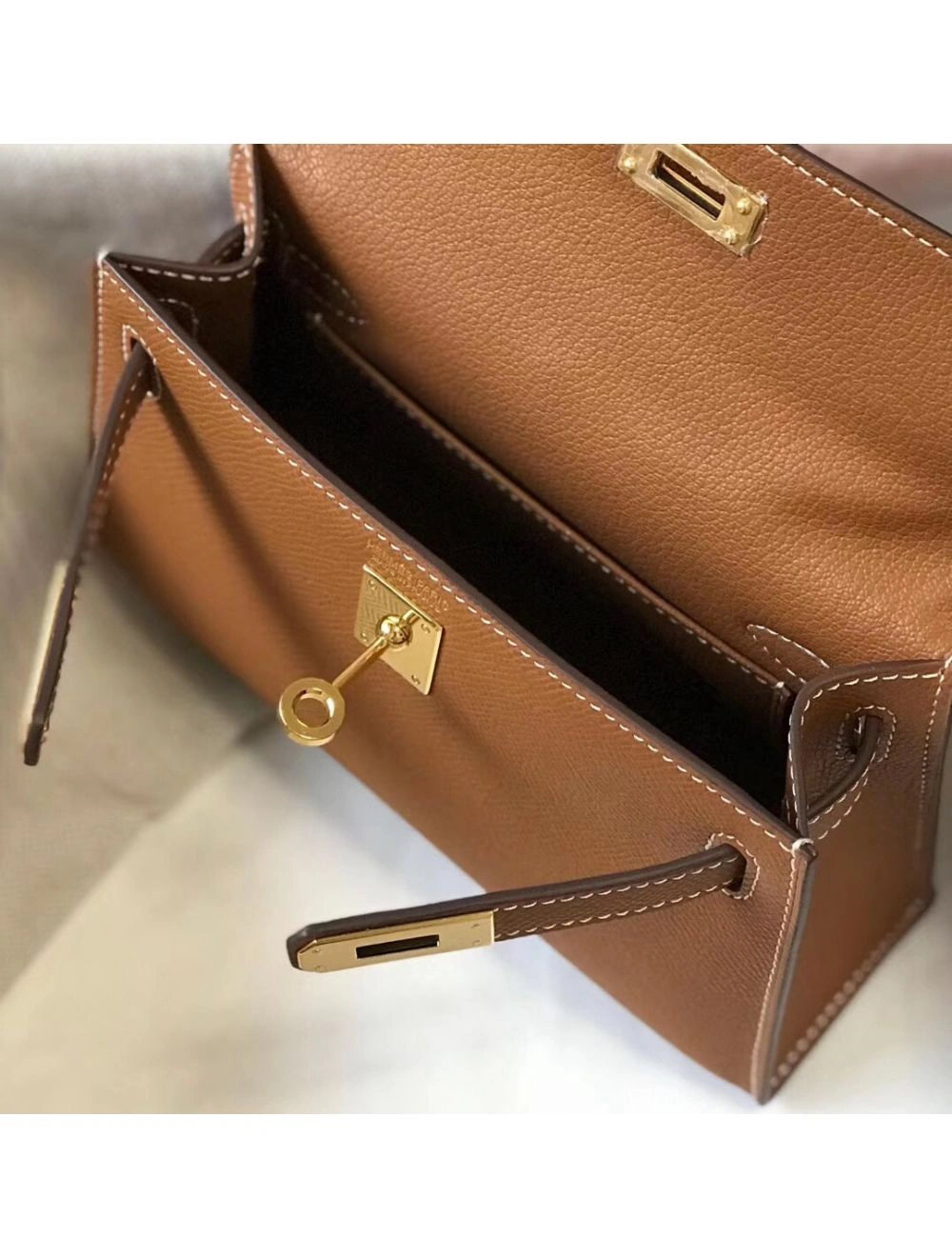 Hermes Kelly Mini II Bag In Gold Epsom Leather GHW