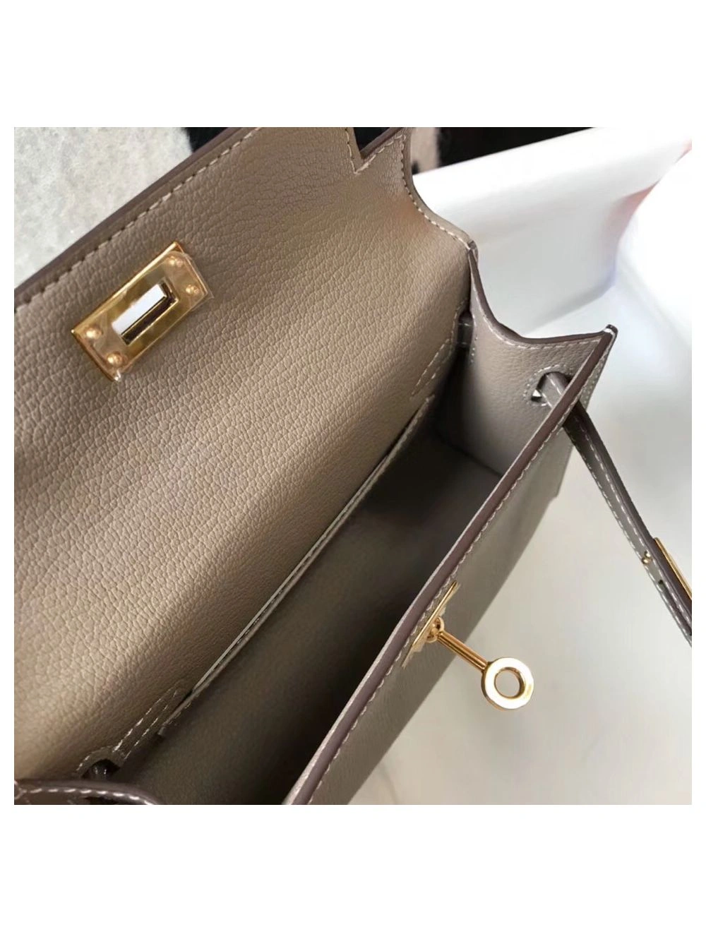 Hermes Kelly Mini II Bag In Gris Asphalt Epsom Leather GHW