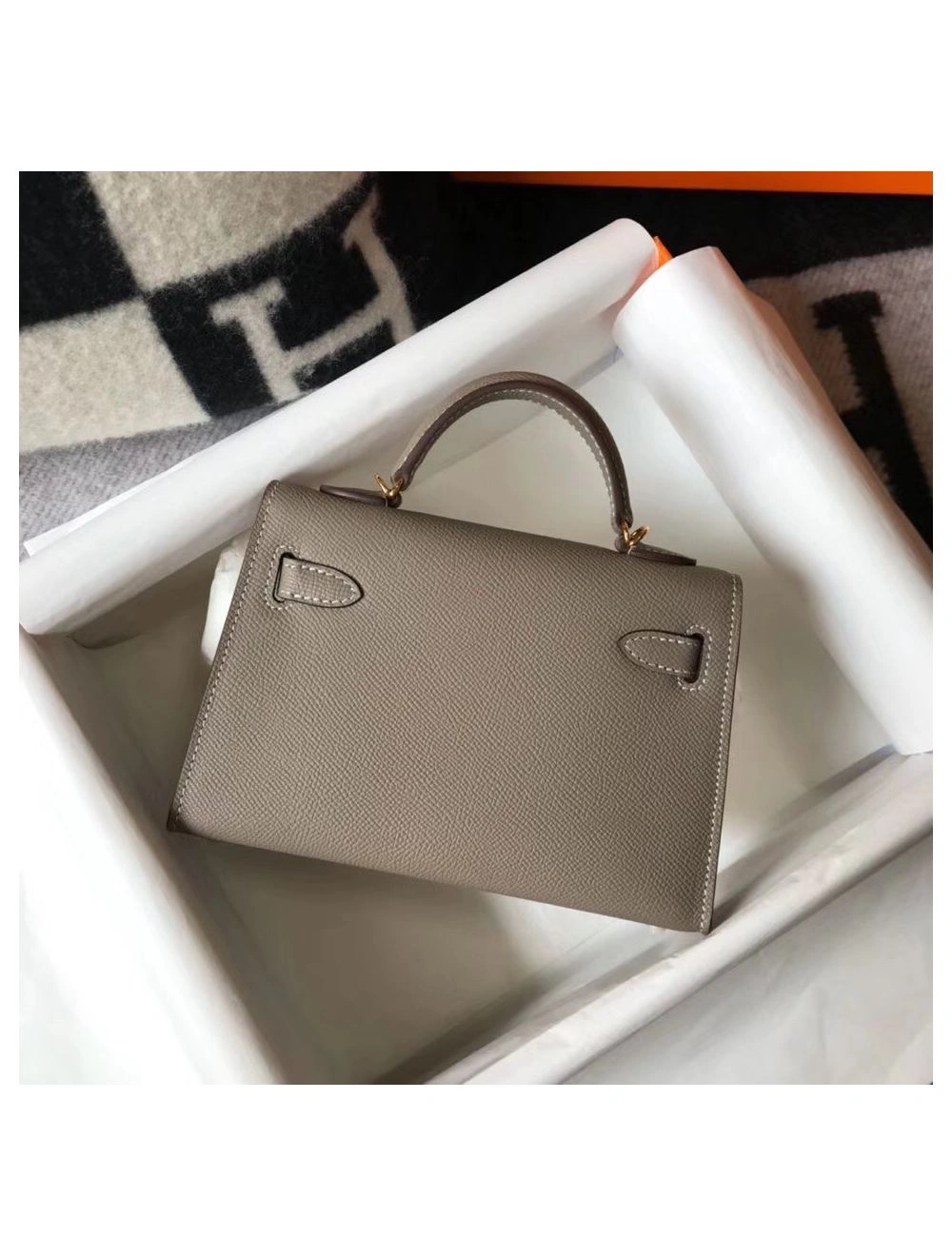 Hermes Kelly Mini II Bag In Gris Asphalt Epsom Leather GHW