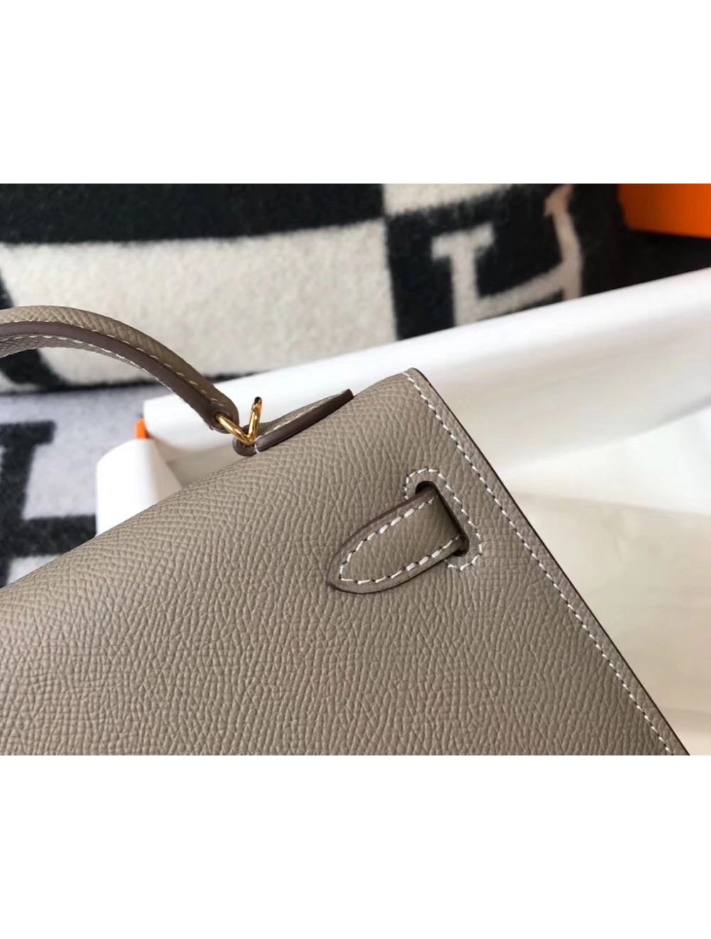 Hermes Kelly Mini II Bag In Gris Asphalt Epsom Leather GHW