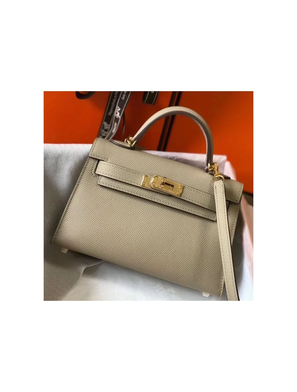 Hermes Kelly Mini II Bag In Gris Tourterelle Epsom Leather GHW