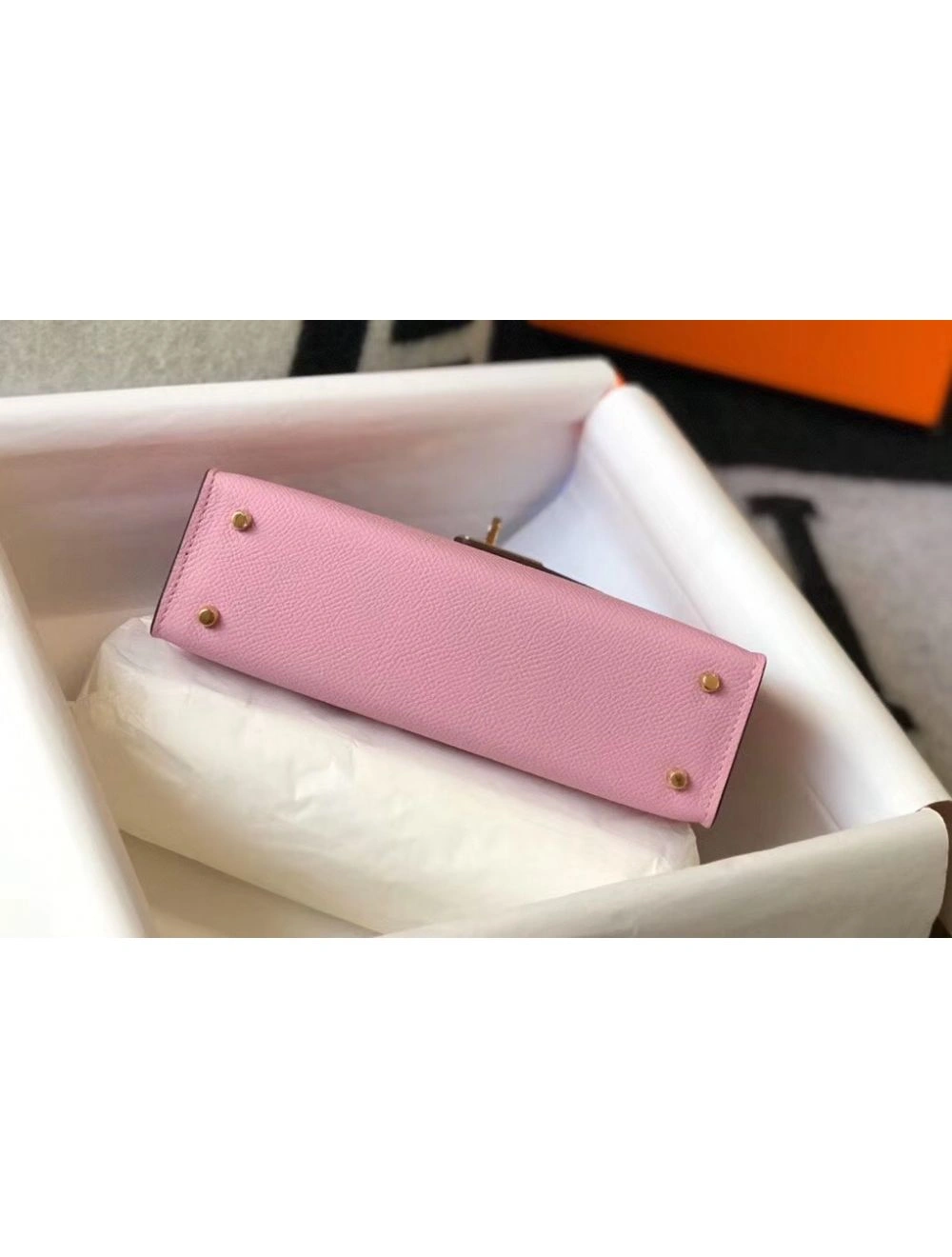 Hermes Kelly Mini II Bag In Mauve Sylvestre Epsom Leather GHW