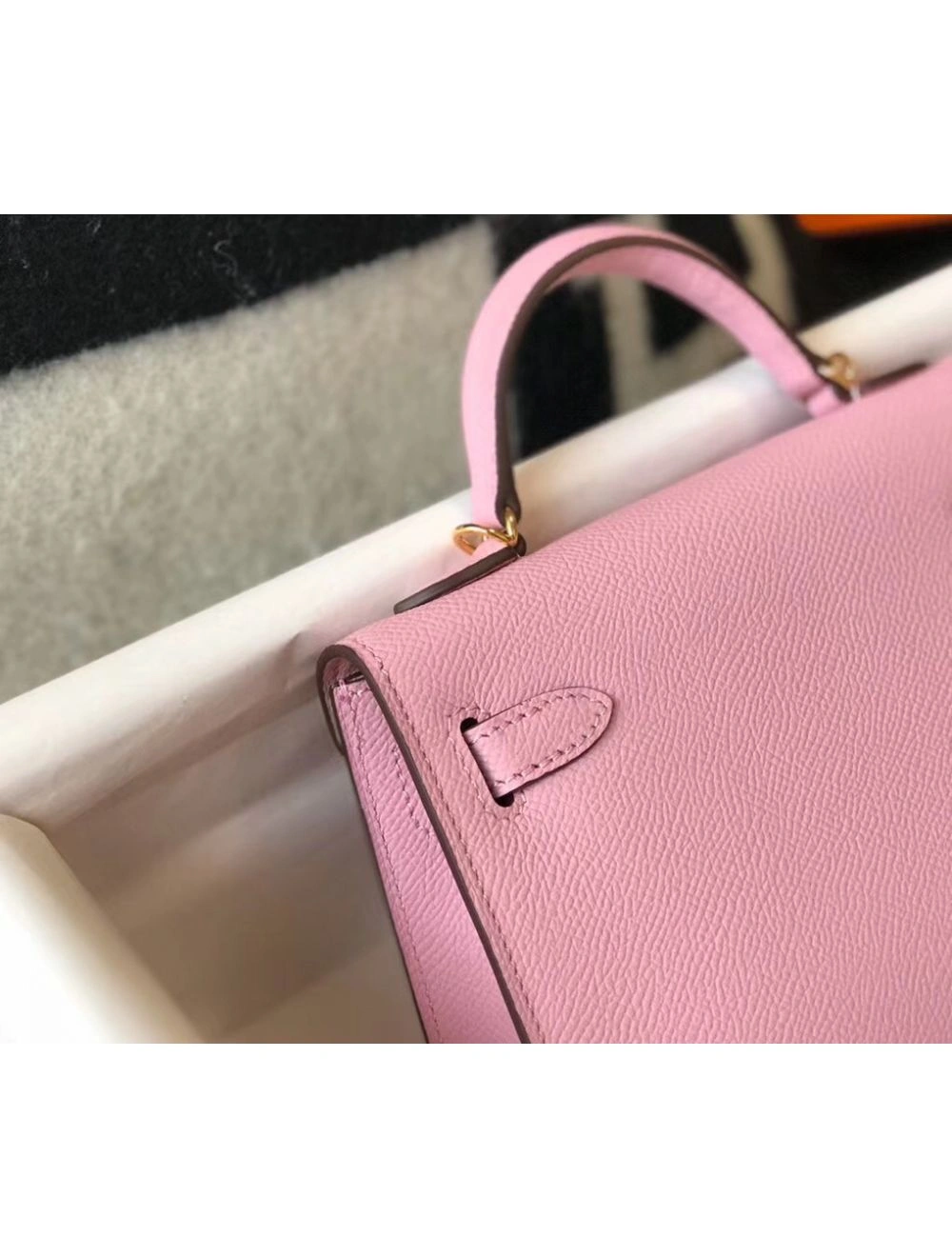Hermes Kelly Mini II Bag In Mauve Sylvestre Epsom Leather GHW