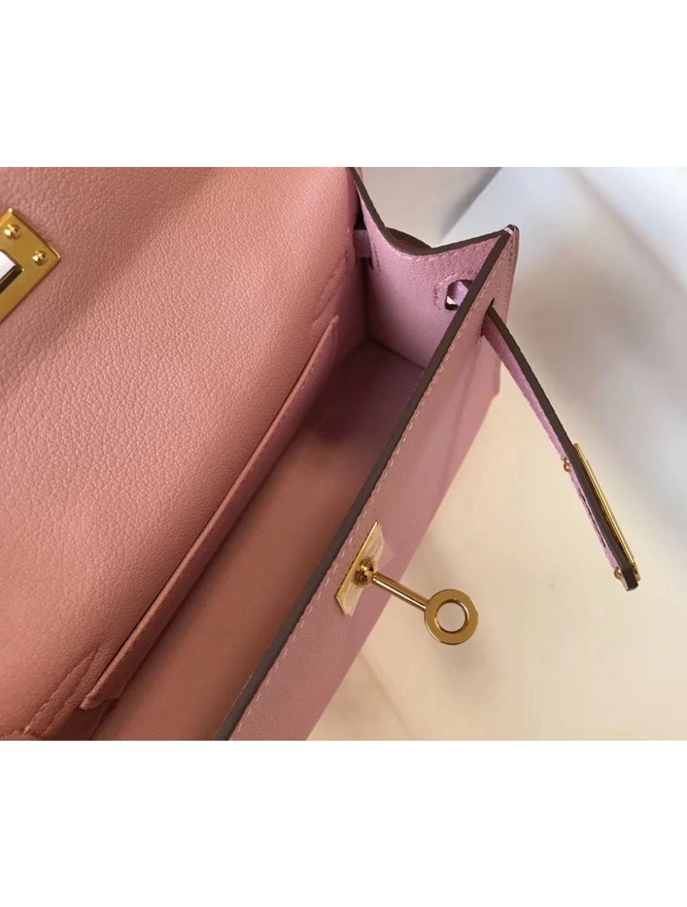Hermes Kelly Mini II Bag In Mauve Sylvestre Epsom Leather GHW