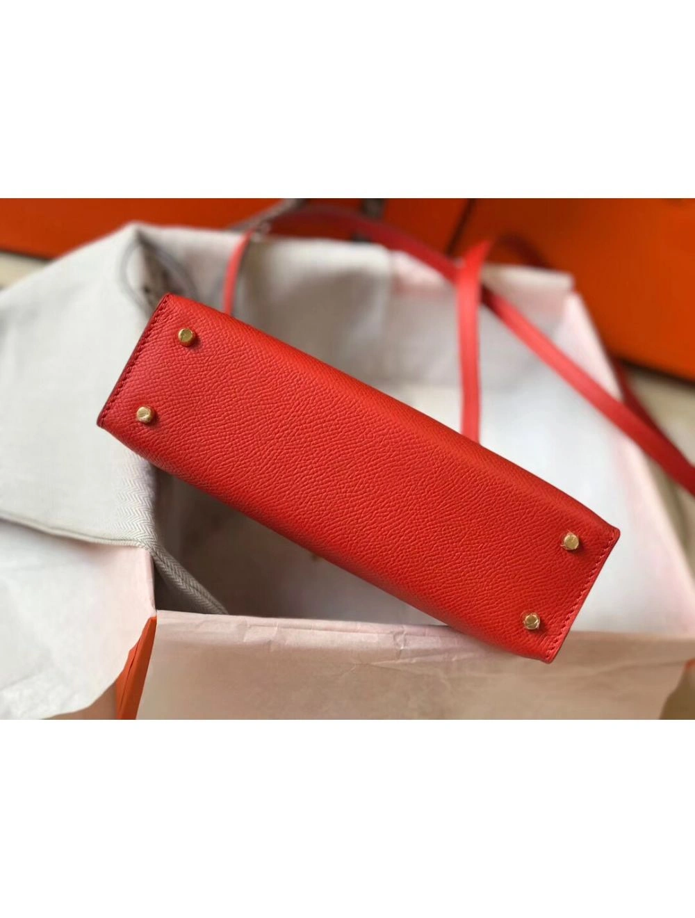 Hermes Kelly Mini II Bag In Rouge Casaque Epsom Leather GHW