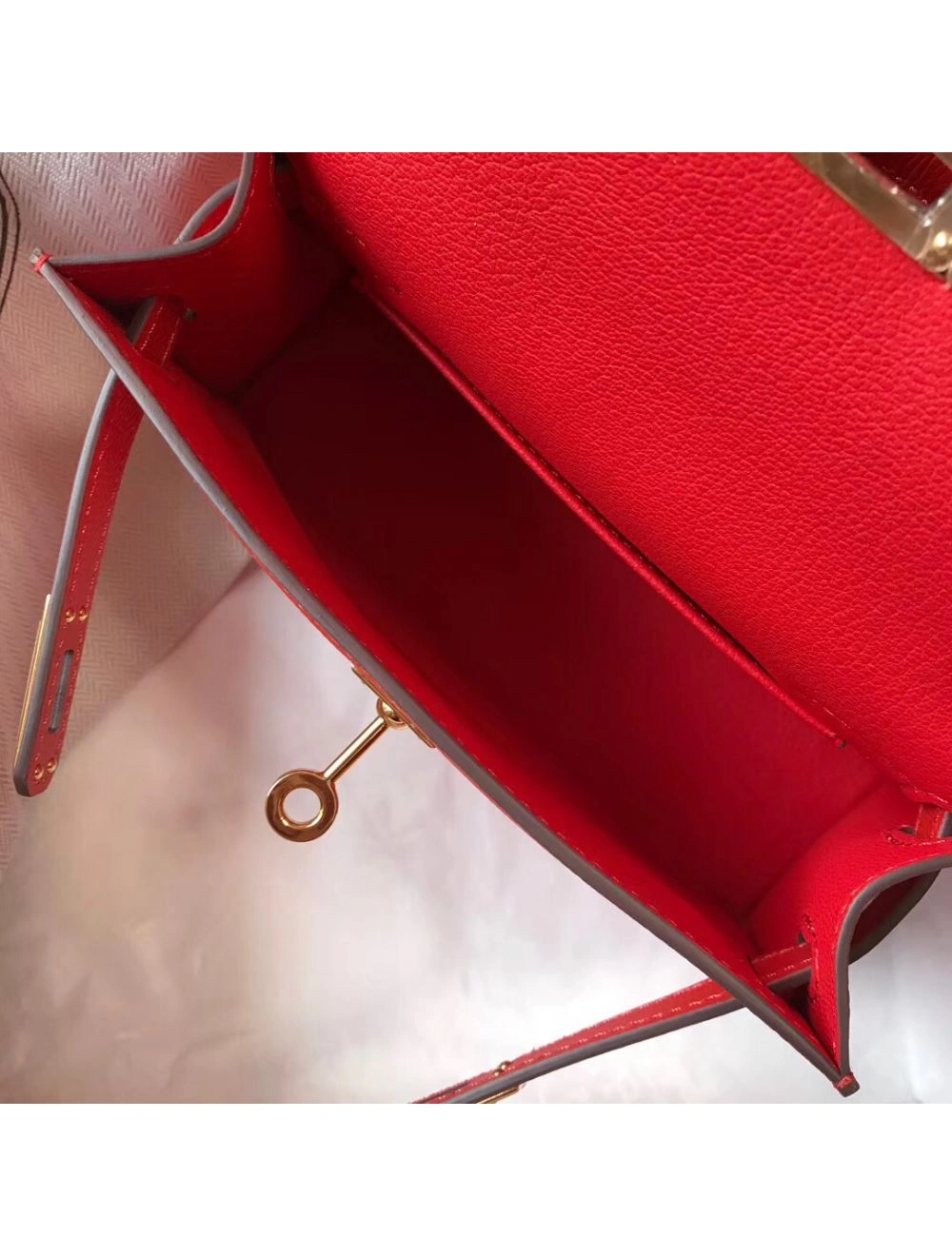 Hermes Kelly Mini II Bag In Rouge Casaque Epsom Leather GHW