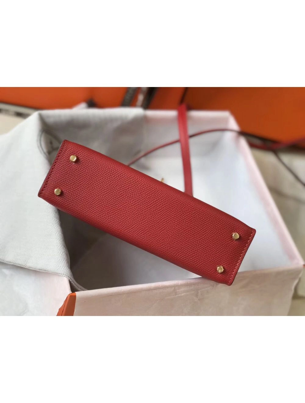 Hermes Kelly Mini II Bag In Rouge Vif Epsom Leather GHW