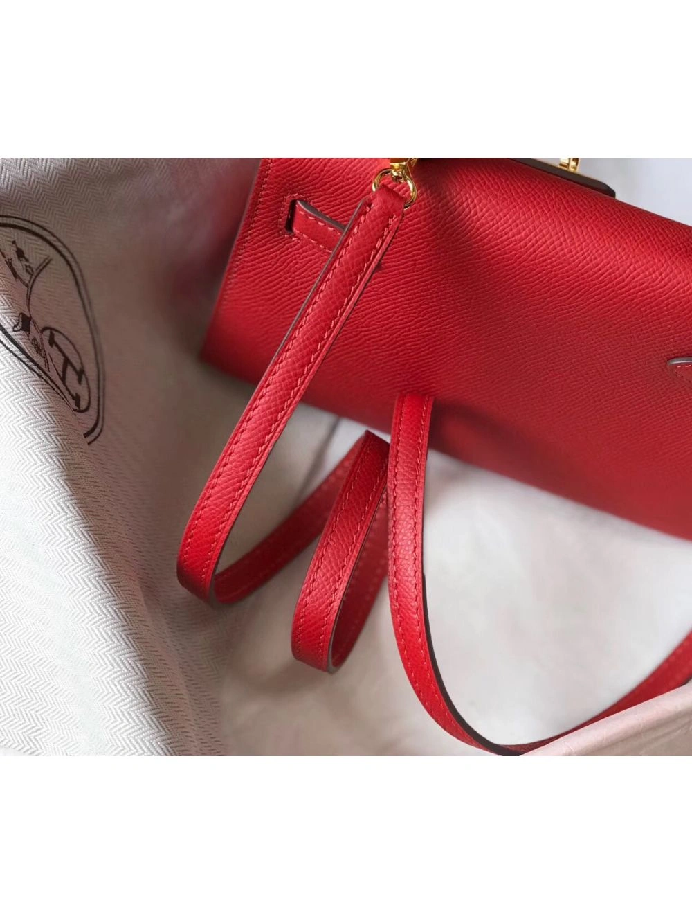 Hermes Kelly Mini II Bag In Rouge Vif Epsom Leather GHW